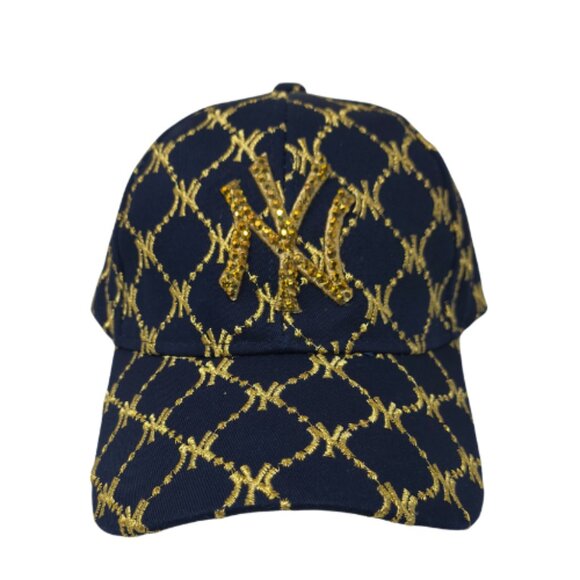 NY New York Yankee Hat- Navy Blue & Gold with Bling! - Picture 1 of 2